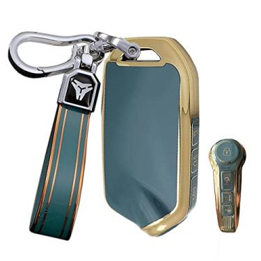 Imagem de ontto Capa de chaveiro adequada para Kia Stinger K900 2020 2021 2022 Protetor de chave de controle remoto inteligente TPU jaqueta anti-arranhões cinza