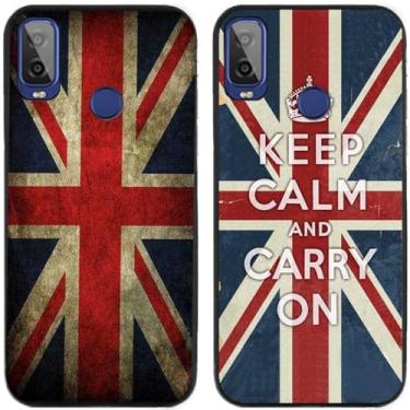 Imagem de 2 peças Keep Calm Carry On Retro Bandeira do Reino Unido impressa TPU gel silicone capa de telefone traseira para Alcatel Series (Alcatel 1L 2021)