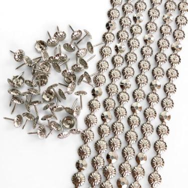 Imagem de Let's Decorate 10 metros D11 mm tiras de estofamento folheado a níquel florido, tiras decorativas para unhas/guarnições de pregos, tachas de sofá, acessório de móveis DIY (H: flor de níquel de 11 mm)