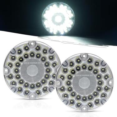 Imagem de PVerandio 2 peças de luzes traseiras reversas de 18 cm, 36 LEDs, ônibus escolares, veículos de trânsito, luzes traseiras redondas, luzes reversas, trailer, caminhão, lanterna traseira com lente