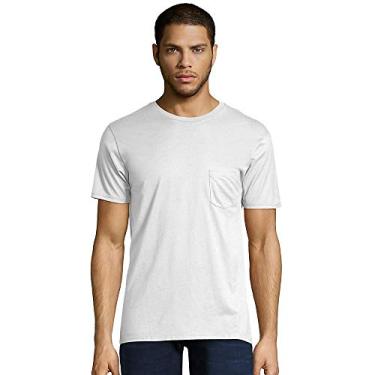 Imagem de Camiseta masculina Hanes de algodão em novelo com bolso (498P)