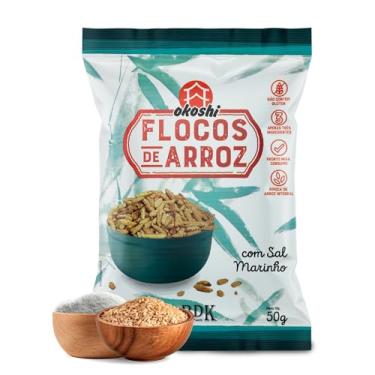 Imagem de OKOSHI - Flocos de Arroz com Sal Marinho - Snacks Saudáveis de Baixa Caloria, Lanches Fit para a Dieta - Vegano, Sem Glúten, Sem Lactose, Sem Gordura Trans, Kosher - 40g