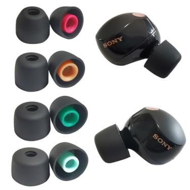 Imagem de 4 pares de pontas auriculares de silicone para Sony WF-1000XM5 de substituição para Sony WF-1000XM4 WF-1000XM3 WF-C500 WF WI XBA Series, preto