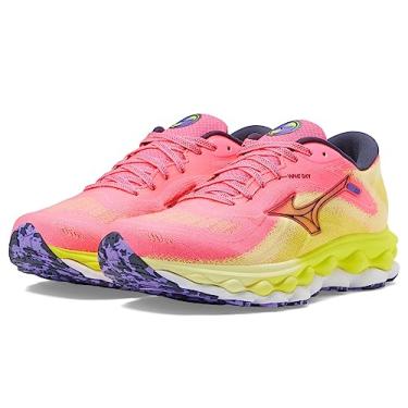 Imagem de Mizuno Tênis de corrida feminino Wave Sky 7, Rosa de alta visibilidade, azul ombre, 41