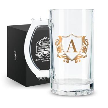 Imagem de Onebttl Presentes de cerveja personalizados para homens amantes de cerveja - Caneca de cerveja pesada de 500 ml com alça para chefe como presente de aniversário e Natal - A