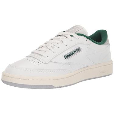 Imagem de Reebok Tênis masculino Club C, Branco/Giz/Verde Escuro, 11 Women/9.5 Men