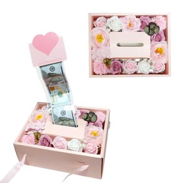 Imagem de Magicaldiy Caixa de dinheiro para puxar dinheiro, caixa de presente com sabonete de banho, rosa, presente de aniversário, dia dos namorados, dia das mães, presente de Natal