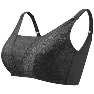 Imagem de Sutiã De Mastectomia Feminino Sutiã Com Bolso Sutiãs De Seios Falsos Sutiãs De Conforto Sem Fio Bra De Cobertura Total Para Implantes Mamários De Silicone(Black,3XL)
