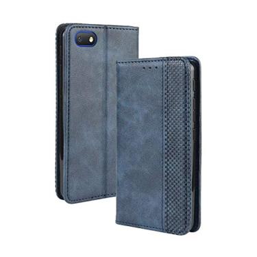 Imagem de Capa para Alcatel 1V 2019, capa flip carteira com suporte de couro para Alcatel 1V 2019, capa magnética retrô para celular, capa carteira com compartimentos para cartão