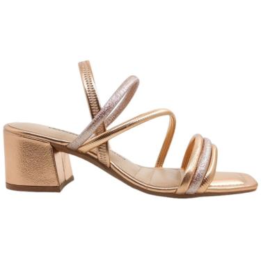 Imagem de Sandália Feminina Casual Dia a Dia Salto Bloco Médio Calce Fácil Bico Quadrado Dakota Y8291