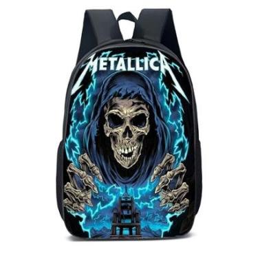 Imagem de MOCHILA ESCOLA INFANTIL JUVENIL ANIME CAVEIRA METALLICA-Unissex