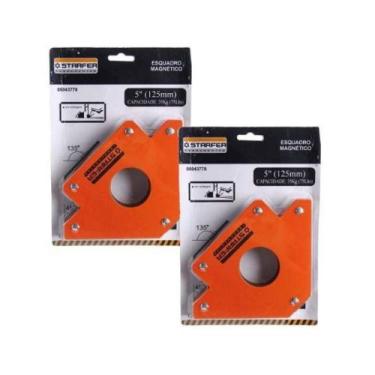 Imagem de Kit 2 Esquadro Magnético 35kg Starfer 5 Pol. (125mm) Starfer