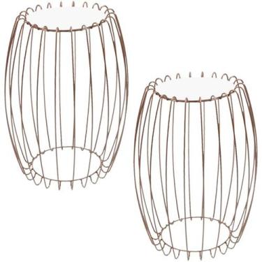 Imagem de Kit Mesa Apoio Lateral 43 cm Tampo Vidro Branco Base Metal Cobre Nacc 
