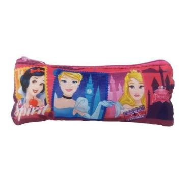 Imagem de Estojo Escolar Simples Infantil DMW 30390 Princesas, Rosa