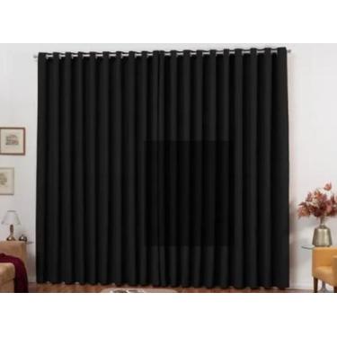 Imagem de Cortina Blecaute Blackout  Bloqueia Luz Vento 2 Metros Preto - Beatriz