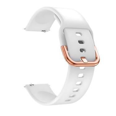 Imagem de ANKANG Pulseira de relógio universal de 20 mm de liberação rápida para Polar lgnite 3 2 Pacer Unite, pulseira de silicone macio com fivela de metal para mulheres, branca, fivela ouro rosa