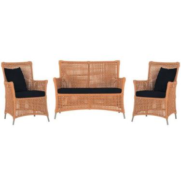 Imagem de Jogo Sofá e 2 Poltronas de Área Igapó Alumínio Pintura Fendi Corda Náu