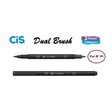 Imagem de Caneta Pincel Cis Dual Brush Pen Aquarelável 01 Preta