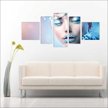 Imagem de Quadro Decorativo Maquiagem Salão De Beleza Fashion Hair 5 Peças TT9 -