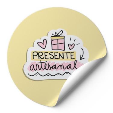 Imagem de 120 Etiquetas Auto Colante Adesivos Redondos Presente Aretesanal Fundo