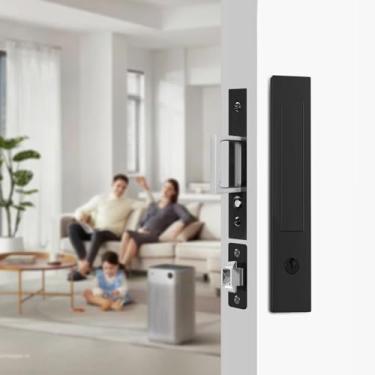 Imagem de Fechaduras de porta de bolso, puxadores de borda, alças ocultas, fechaduras de porta de bolso com chaves, ferragens de porta de bolso, ferragens de porta deslizante, para portas de 3,8 a 6,5 cm de