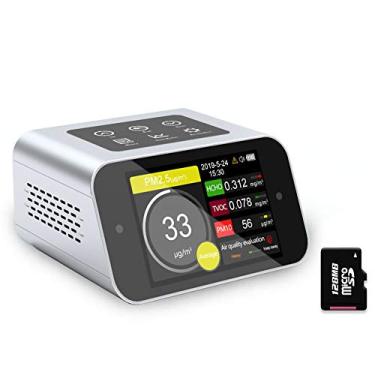 Imagem de BRWISSEN Monitor de qualidade do ar A16 para poluição interna r registro de dados para PM1.0 PM2.5 PM10 Medidor de partículas de poeira fina TVOC VOCs HCHO analisador de formaldeído detector de gás do ar desktop