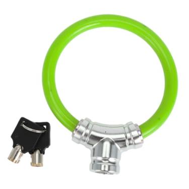 Imagem de Hihaha Cadeado de bicicleta com chave/cabo de anel portátil antifurto para bicicleta de montanha, bicicleta de estrada/mini anel de liga ABS PVC 39 cm/1 peça verde
