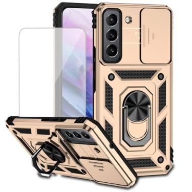 Imagem de Yodueiv Capa para Galaxy S22, capa para Samsung S22 5G SM-S901U com protetor de tela de vidro temperado e capa de câmera deslizante, anel magnético suporte de carro capa protetora para Samsung Galaxy