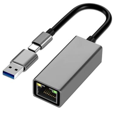 Imagem de Adaptador USB Ethernet Hub USB C para Mac Tablets PC, adaptador Ethernet para laptop USB-C de 10 Gigabit para MacBook Pro/Air Surface, hub dongle USBC compatível com Thunderbolt 3/4 para rede RJ45