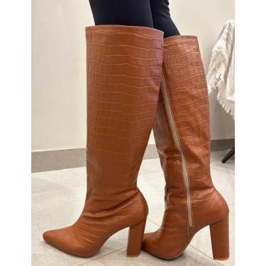 Imagem de Bota Feminina Cano Longo Salto Alto Bloco Grosso - TATY MORENACALÇADOS