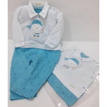 Imagem de Macacão Longo Bebê Menino Le Bhua Linha Paraiso Enxoval 244 - Paraíso,