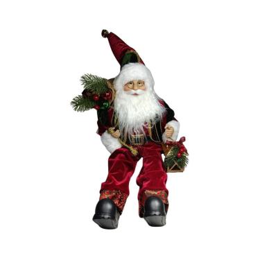 Imagem de Papai Noel Natal Sentado Vermelho Verde 45Cm Florarte