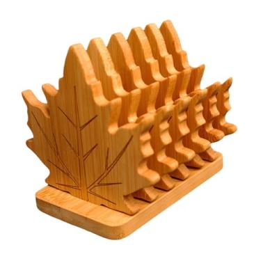 Imagem de DimyFew 6 peças porta-copos de madeira com suporte canecas almofadas reutilizáveis ​​cozinha gadget isolamento térmico almofada para sala estar, Square Base S