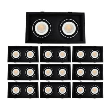 Imagem de 10 Spots de Embutir Recuado Flea Duo para 2 Lâmpadas Par20 E27 Bivolt Preto