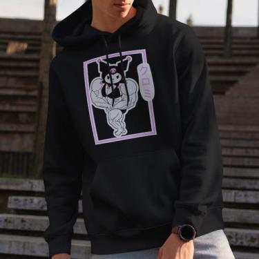 Imagem de Moletom Kuromi Eu Treino Fofo Academia Versao Anime Hello Kitty Dark B