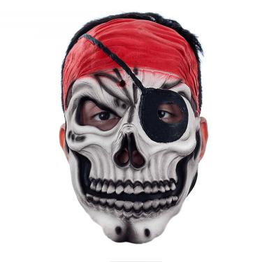 Imagem de Máscara Caveira Esqueleto Pirata Latex Com Elástico Capitao 7 Mares Terror Monstro Halloween