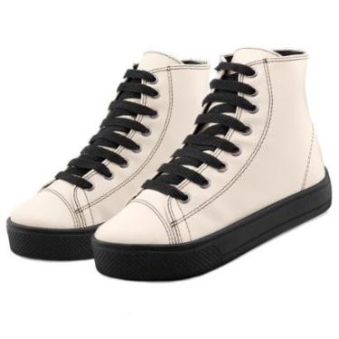 Imagem de Tênis Esportivo Infantil Menina E Menino Botinha Bege/Preto Mz Shoes-Unissex