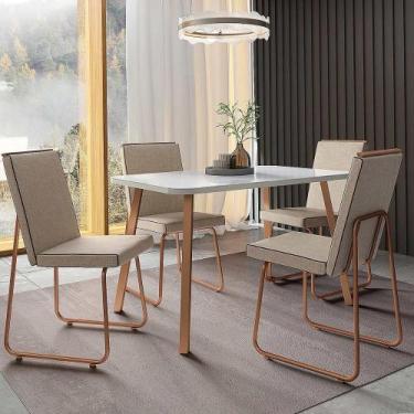 Imagem de Mesa de Jantar 4 Lugares 119,1cm x 76,5cm com Tampo de Vidro - Carraro