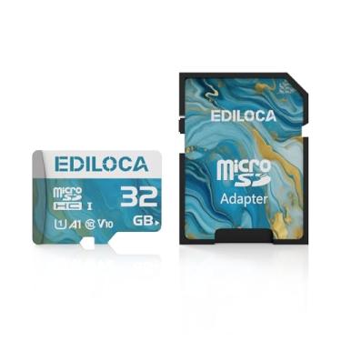 Imagem de Ediloca Cartão micro SD de 32 GB, cartão de memória com adaptador SD, velocidade de leitura de até 90 MB/s, cartão TF UHS-I para gravação de vídeo Full HD, compatível com smartphone, câmera de painel