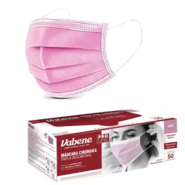 Imagem de Mascara Tripla Com Elástico 50 Unidades Rosa Vabene