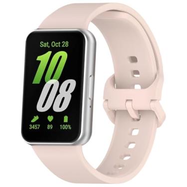 Imagem de Eiavike Pulseira esportiva de silicone para Samsung Galaxy Fit 3, pulseira de reposição ajustável para Galaxy Fit 3 SM-R390 mulheres e homens (rosa areia)