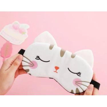 Imagem de Máscara De Dormir Tapa Olhos Descanso Bolsa Gel Gato - Dantas, Branco