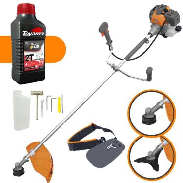 Imagem de Máquina de Cortar Grama á Gasolina Tekna RL430-P Plus 2T 43cc 1,7HP Roçadeira Lateral de Alta Performance Com Faca 3 Pontas e Carretel Nylon + Óleo Lu