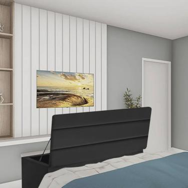 Imagem de Calçadeira Recamier Baú Argent 160cm Queen Size Para Quarto Box Corino Preto - Ahz Móveis