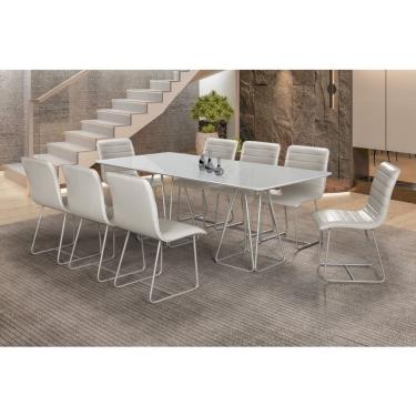Imagem de Sala de Jantar com Vidro 8 Cadeiras 2,0x1,0m - Milão - cm Decor