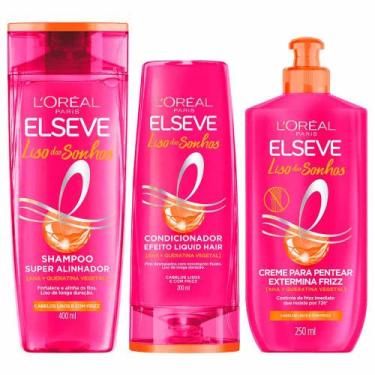 Imagem de Elseve Liso dos Sonhos Kit - Creme para Pentear + Shampoo + Condiciona
