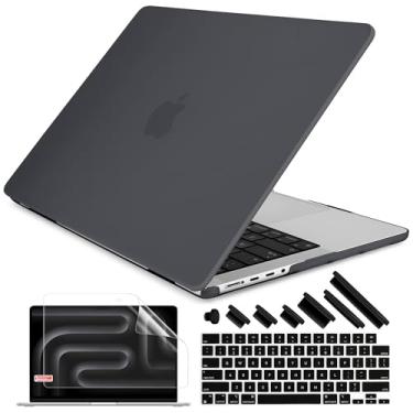Imagem de DONGKE Compatível com capa M4 MacBook Pro de 14 polegadas 2024 2023 2021 A3112 A3401 A3185 M3 A2918 A2992 M2 A2779 M1 A2442 Pro Max com Touch ID, capa rígida de plástico com capa de teclado, preto