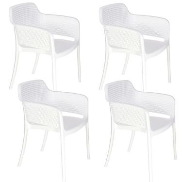 Imagem de Kit 4 Cadeiras Tramontina Gabriela em Polipropileno e Fibra de Vidro Branco 92151010