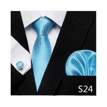 Imagem de Conjunto de Abotoaduras e Gravata Xadrez Vermelha para Homens - Ideal 