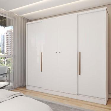 Imagem de Guarda-Roupa Solteiro Adam 4 Portas 2 Gavetas Branco - Panorama Móveis